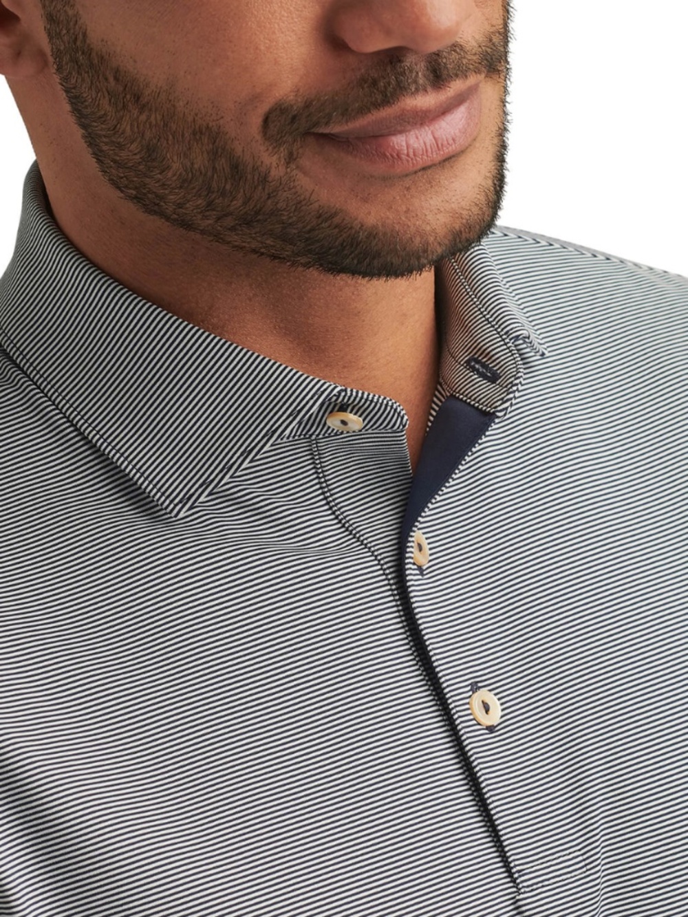 Peter Millar Men's Medium Navy Striped Performance Jersey Polo MSRP $98